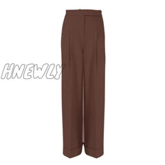 Hnewly Spring Summer Black Ladies Office Trousers Women High Waist Pants Pockets Female Pleated