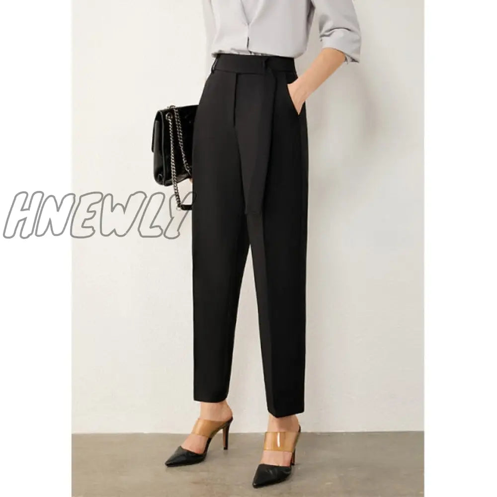 Hnewly Spring Summer Pants Female Office Lady Solid High Waist Trousers Fashion Straight Suit For