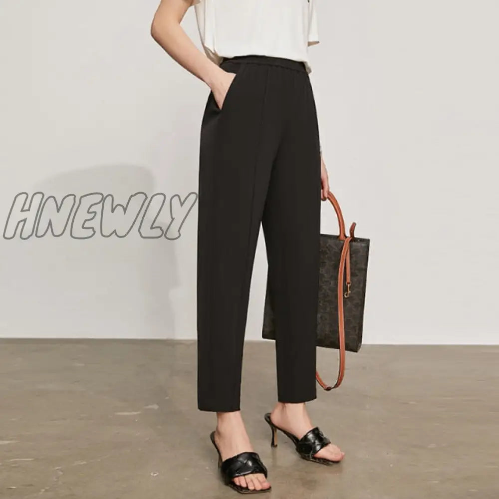 Hnewly Spring Summer Pants Female Office Lady Solid High Waist Trousers Fashion Straight Suit For