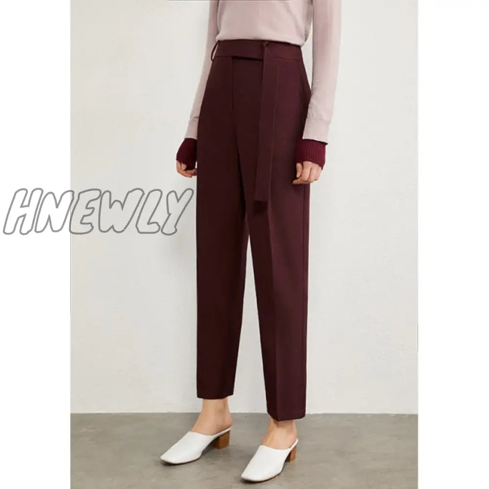 Hnewly Spring Summer Pants Female Office Lady Solid High Waist Trousers Fashion Straight Suit For