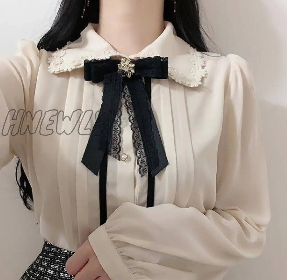 Hnewly Spring Women’s Cute Tops Preppy Style Vintage Japaneses Korea Design Button Elegant Formal