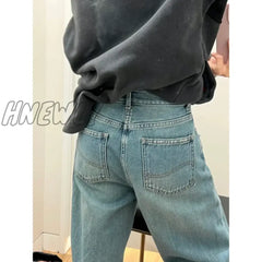 Hnewly Streetwear Female Trousers Wide Leg Jeans For Women Blue High Waisted Women’s Denim Pants