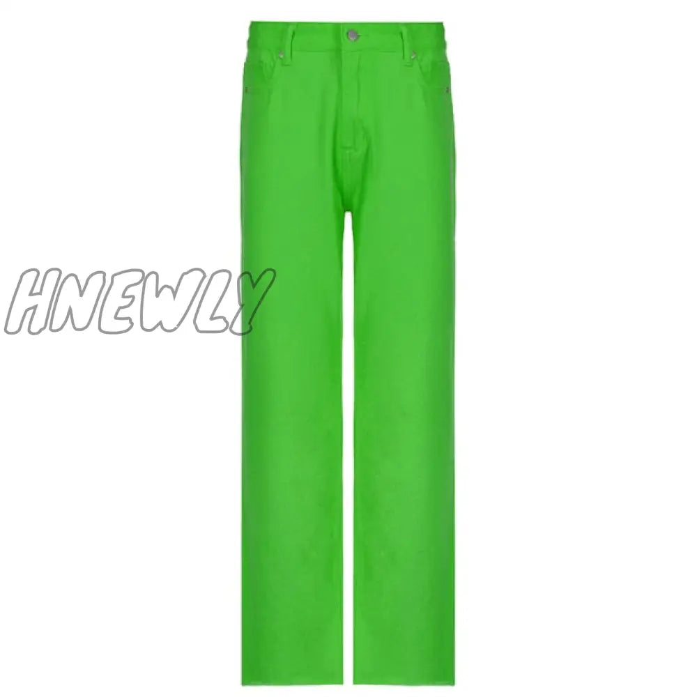 Hnewly Stylish White Trendy Jeans For Girls Fashion High Waist Vintage Trouser Frmale Straight