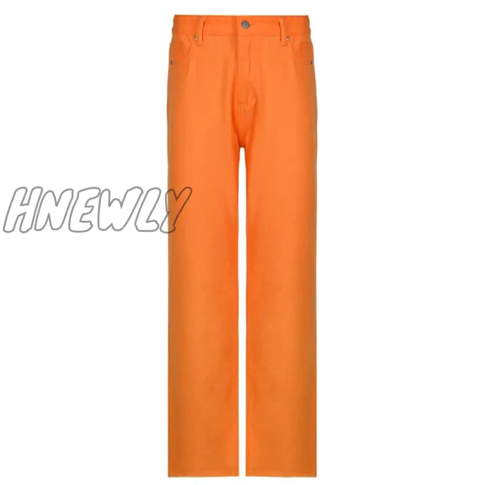 Hnewly Stylish White Trendy Jeans For Girls Fashion High Waist Vintage Trouser Frmale Straight