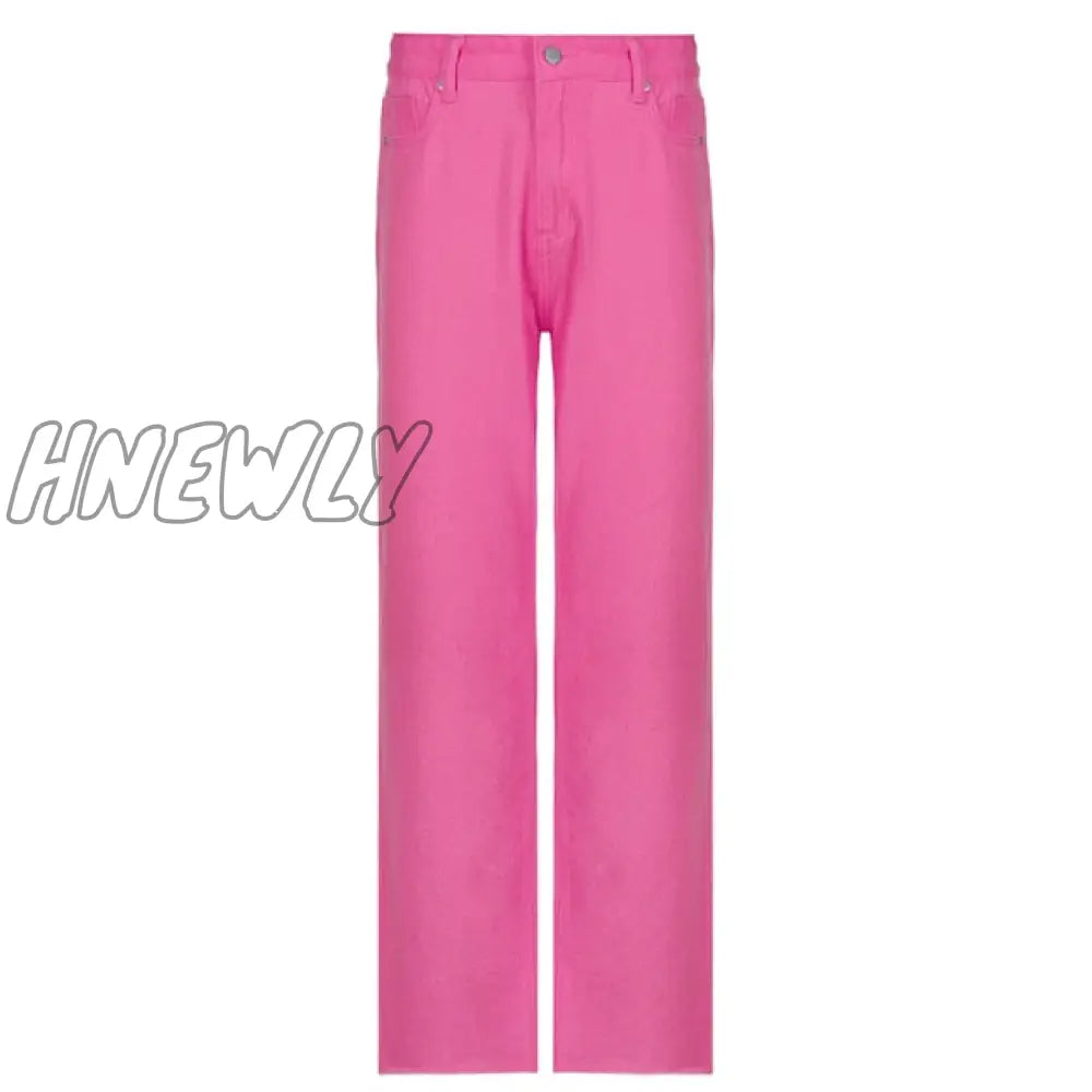 Hnewly Stylish White Trendy Jeans For Girls Fashion High Waist Vintage Trouser Frmale Straight