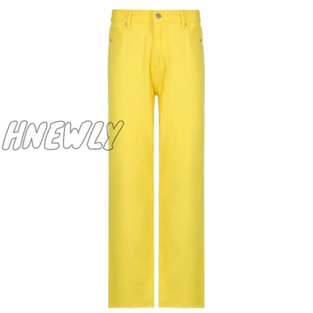 Hnewly Stylish White Trendy Jeans For Girls Fashion High Waist Vintage Trouser Frmale Straight