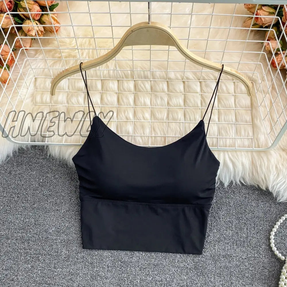 Hnewly Summer Bra Ice Silk Crop Tops Sports Spaghetti Strap Vest Top Women Sexy Built In Off