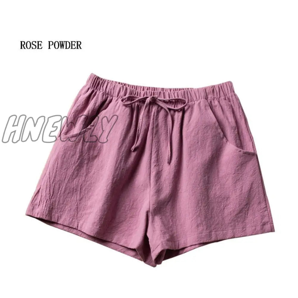 Hnewly Summer Linen Pants Loose Women’s High Waisted Shorts Sports Fashion Cotton Solid S-Xl