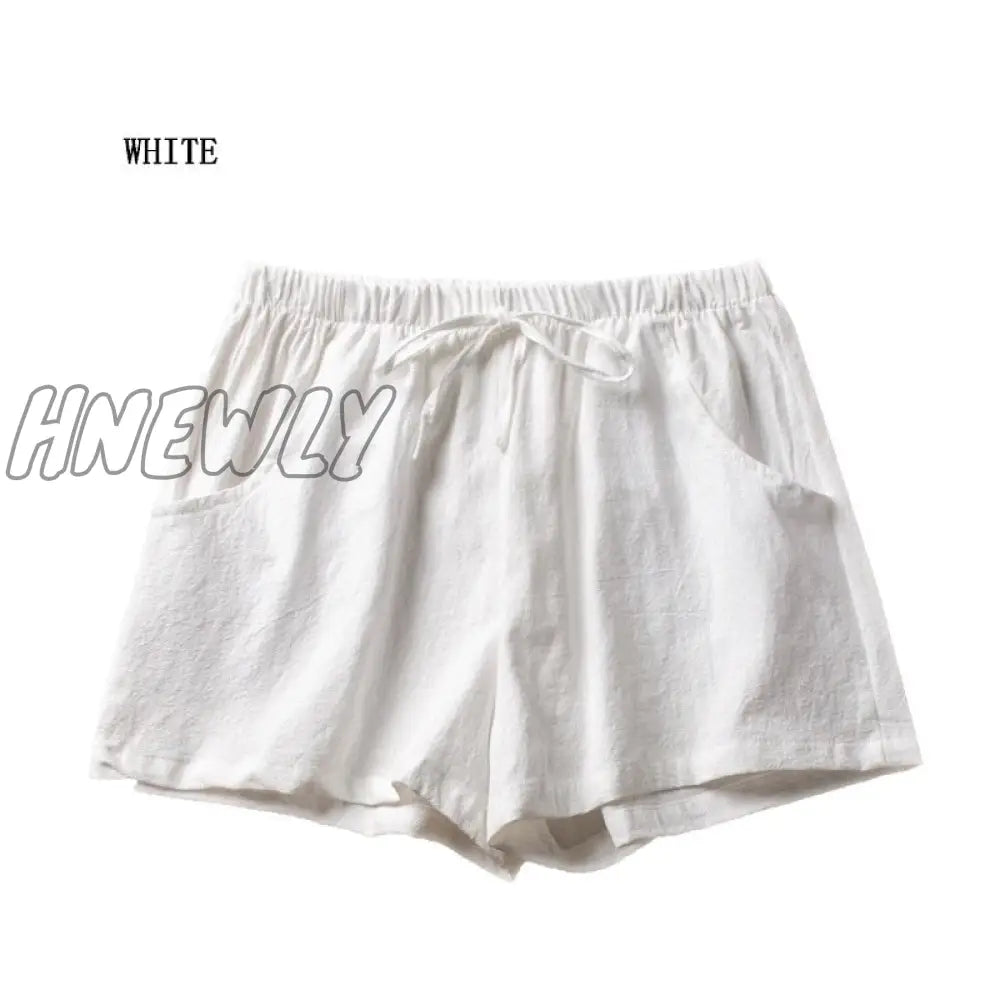 Hnewly Summer Linen Pants Loose Women’s High Waisted Shorts Sports Fashion Cotton Solid S-Xl