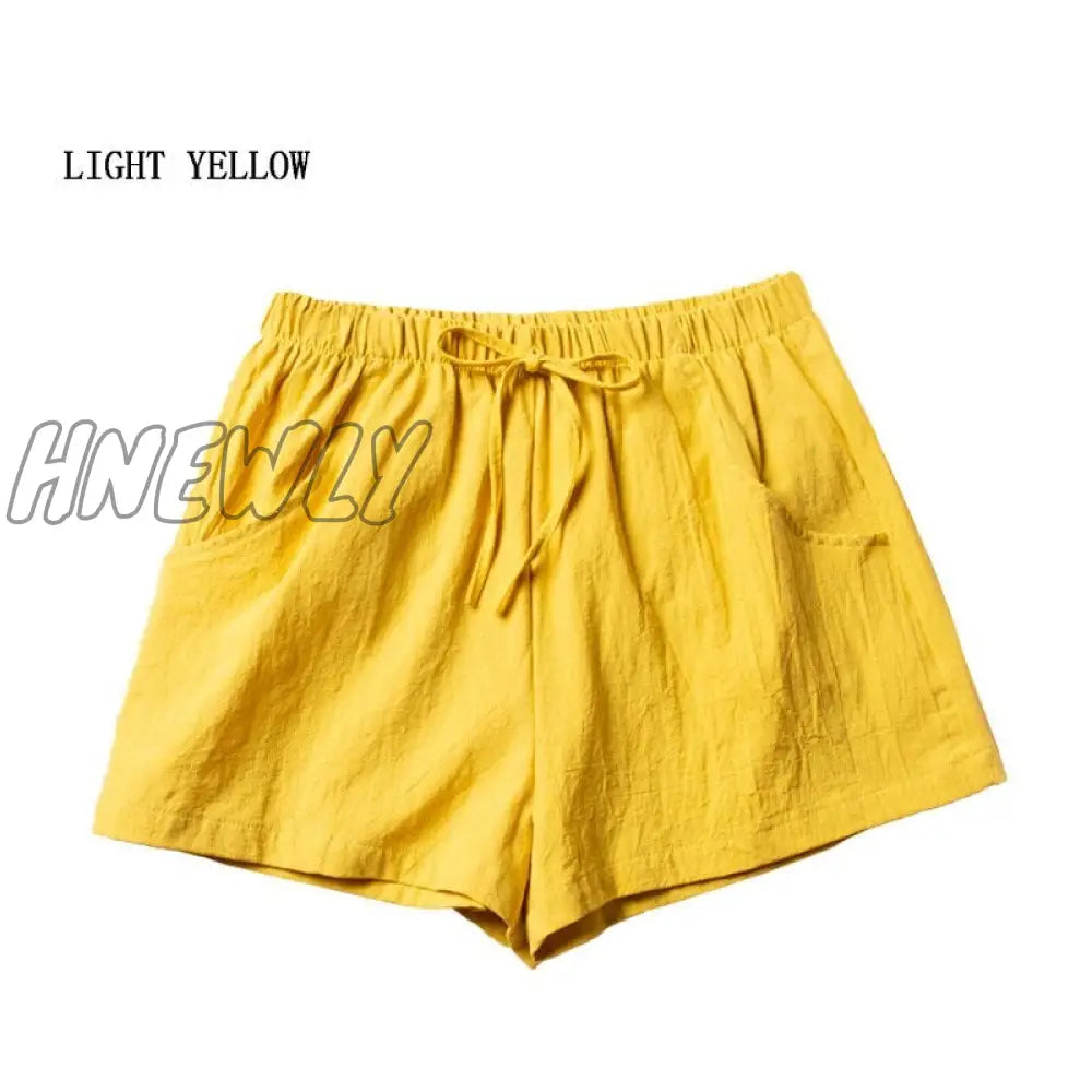 Hnewly Summer Linen Pants Loose Women’s High Waisted Shorts Sports Fashion Cotton Solid S-Xl