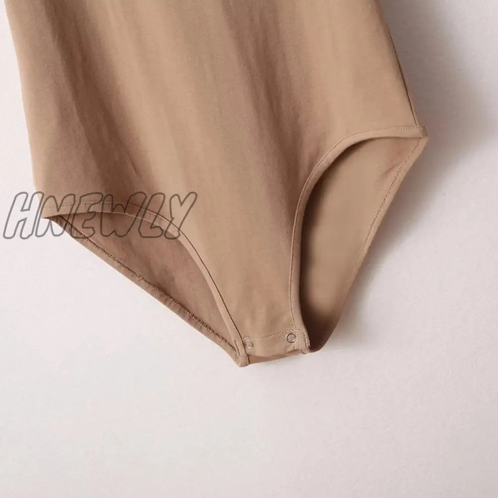 Hnewly Summer New Solid Color Sexy Big V-Neck Slim Slimming One-Piece Short-Sleeved T-Shirt