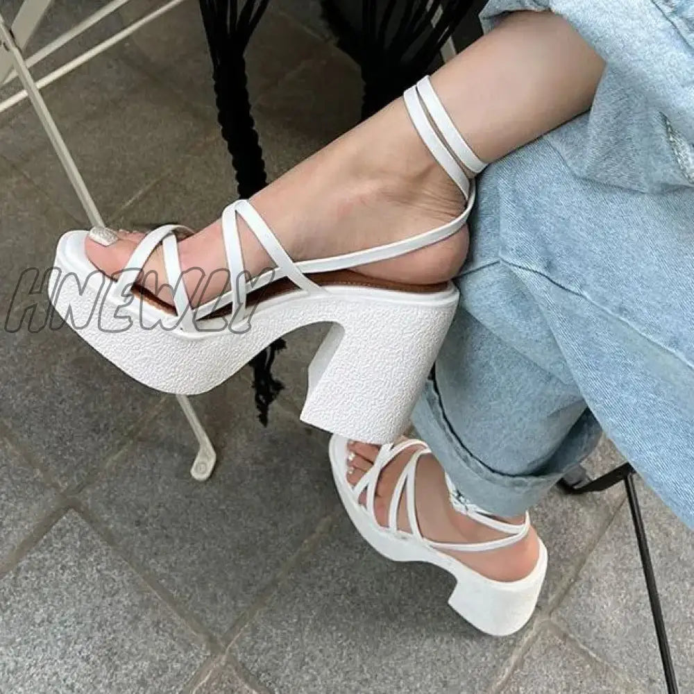 Hnewly Summer New Thick Heel Sandals With Waterproof Platform Open Toe Cross Strap Women’s