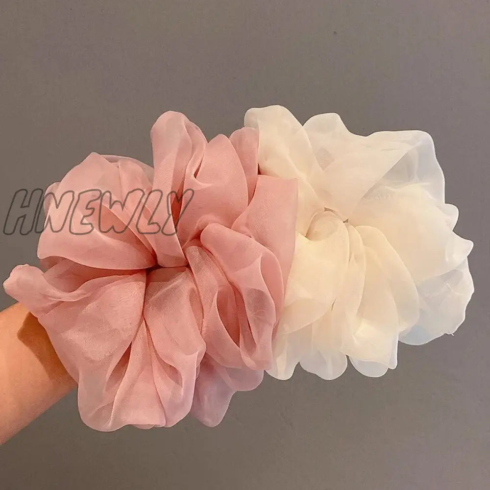 Hnewly Summer Organza Scrunchies Oversized Korea Large Hair Scrunchie Women Elastic Bands Headwear