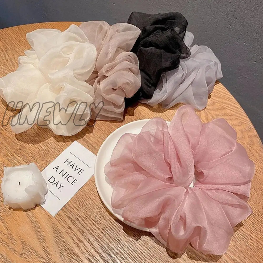 Hnewly Summer Organza Scrunchies Oversized Korea Large Hair Scrunchie Women Elastic Bands Headwear