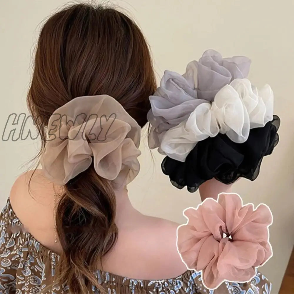 Hnewly Summer Organza Scrunchies Oversized Korea Large Hair Scrunchie Women Elastic Bands Headwear