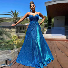 Hnewly Summer Royal Blue Prom Dress Casual Sexy Giltter Halter Hollow Vestidos Women Party Ball