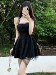 Hnewly Summer Sexy Pure Color Backless Mini Dress Women Casual Strapless Y2K Short Party One Piece