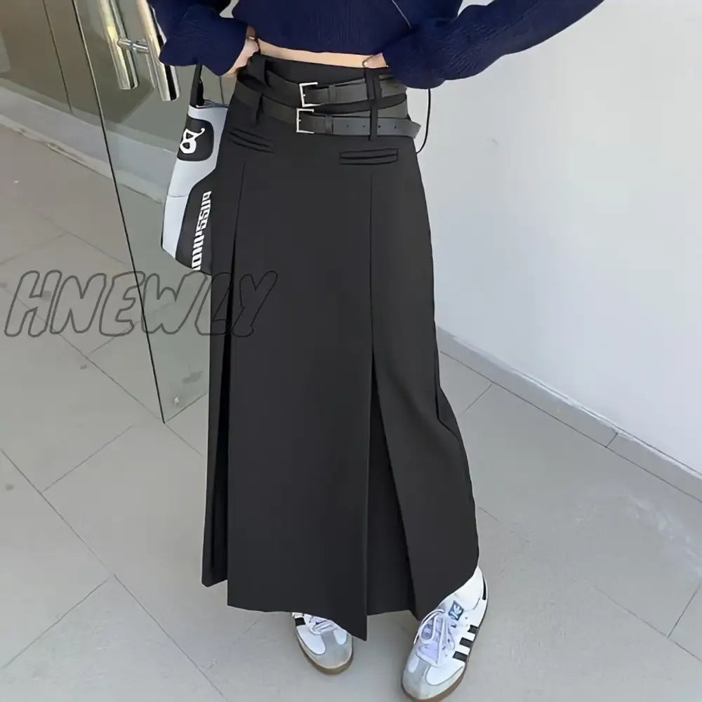 Hnewly Summer Streetwear Black Y2K Skirts Women Cargo Harajuku Korean Fashion Vintage Loose High