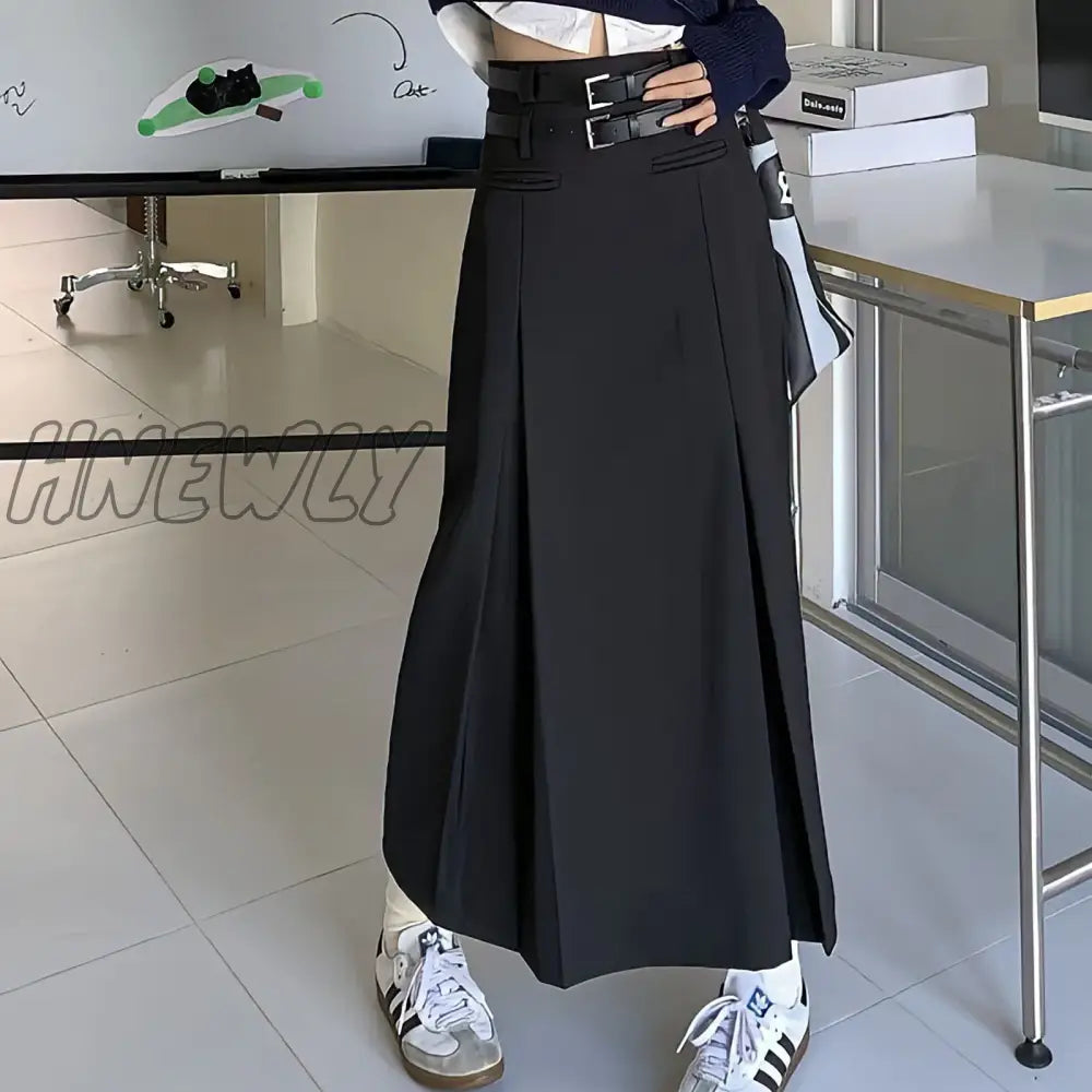 Hnewly Summer Streetwear Black Y2K Skirts Women Cargo Harajuku Korean Fashion Vintage Loose High