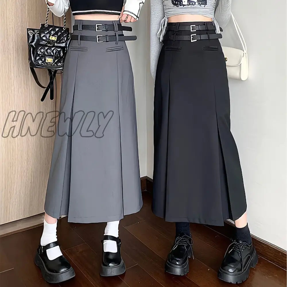 Hnewly Summer Streetwear Black Y2K Skirts Women Cargo Harajuku Korean Fashion Vintage Loose High