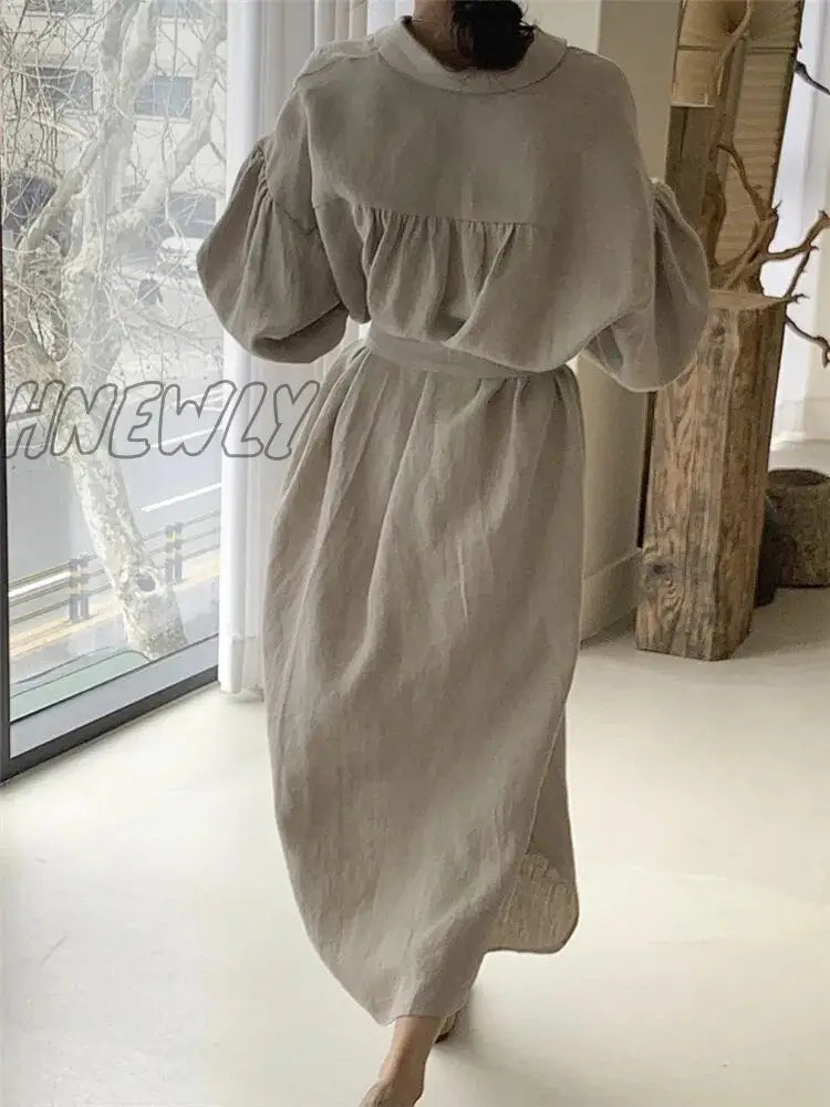 Hnewly Summer Women Dress Shirt Long Cotton Evening Dresses White Female Vintage Maxi Party