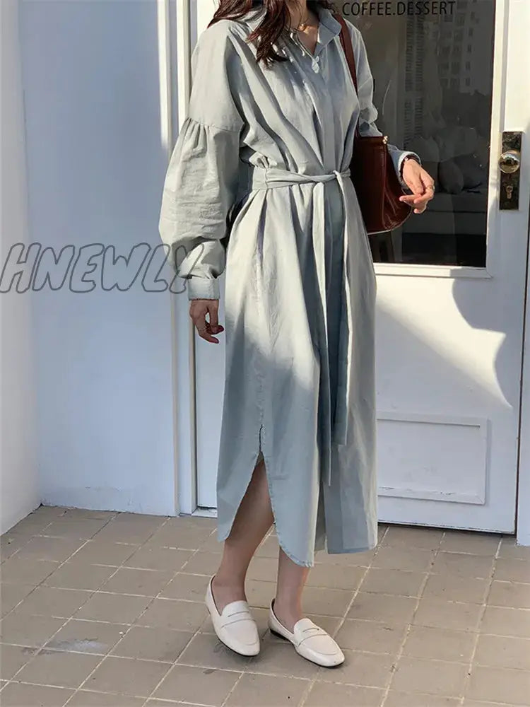 Hnewly Summer Women Dress Shirt Long Cotton Evening Dresses White Female Vintage Maxi Party