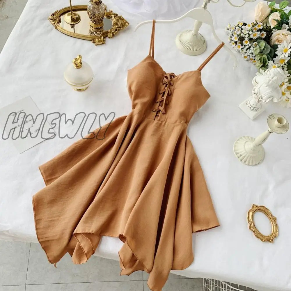 Hnewly Summer Women Irregular Hem Beach Party Mini Dress Vestidos Sexy Sleeveless High Waist