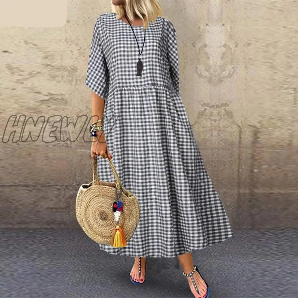 Hnewly Summer Women Long Tunic Dress Ladies Casual Loose Dresses Vestidos Beach Party Sundress