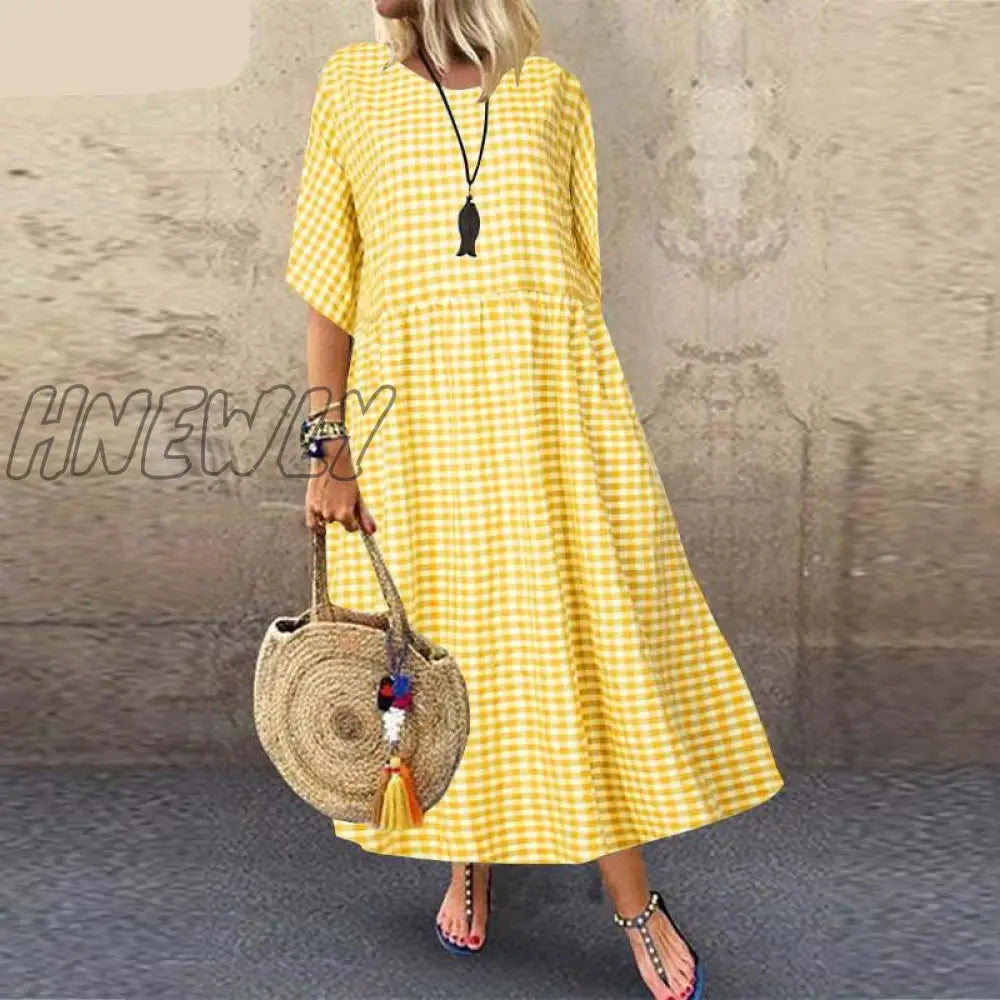 Hnewly Summer Women Long Tunic Dress Ladies Casual Loose Dresses Vestidos Beach Party Sundress