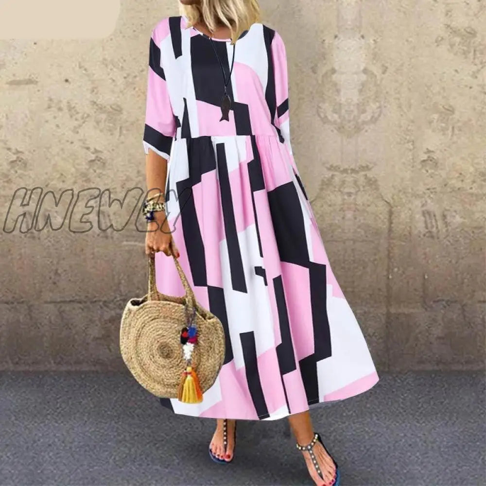 Hnewly Summer Women Long Tunic Dress Ladies Casual Loose Dresses Vestidos Beach Party Sundress