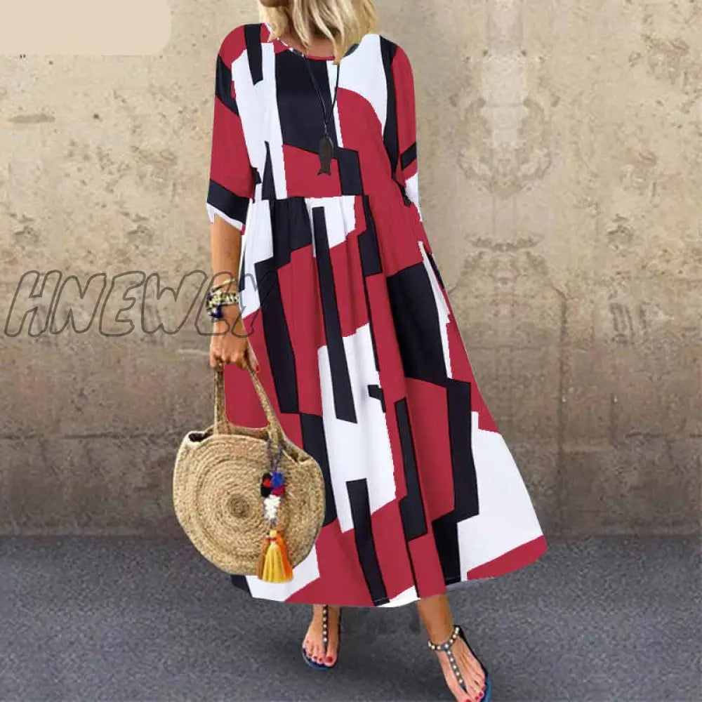 Hnewly Summer Women Long Tunic Dress Ladies Casual Loose Dresses Vestidos Beach Party Sundress