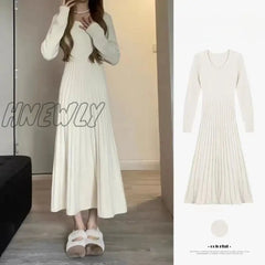 Hnewly Sweater Long Dress For Woman Clothes Swing Casual Slim Femal Autumn Winter Sleeve Knitted