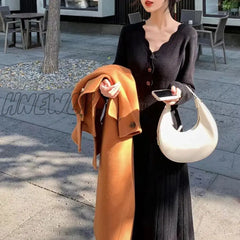 Hnewly Sweater Long Dress For Woman Clothes Swing Casual Slim Femal Autumn Winter Sleeve Knitted