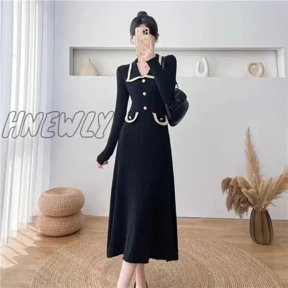 Hnewly Sweater Long Dress For Woman Clothes Swing Casual Slim Femal Autumn Winter Sleeve Knitted