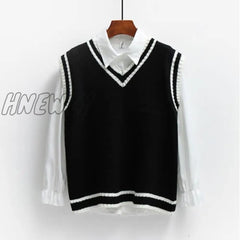 Hnewly Sweater Vest Women Striped Japanese - Style Sleeveless V - Neck All - Match Loose Casual