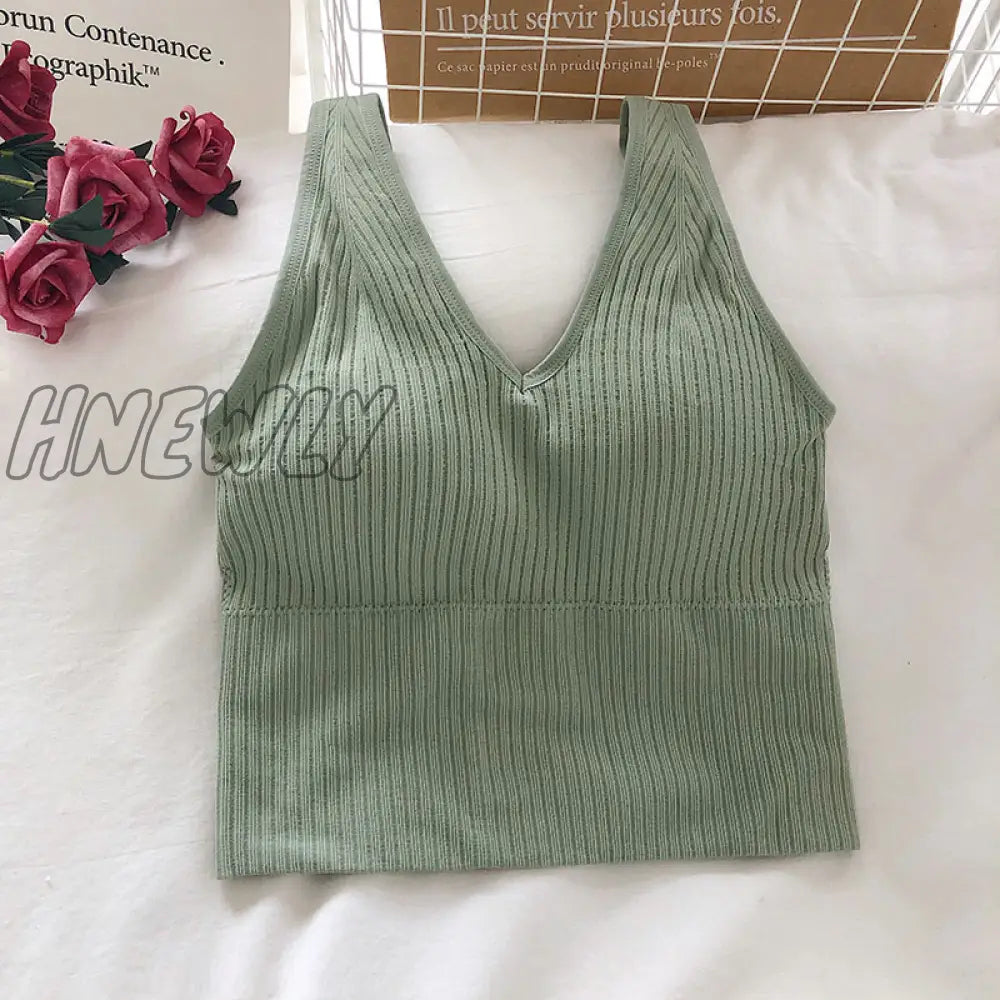 Hnewly Tank Tops Sexy Crop Vest Solid Harajuku Korean Female Off Shoulder Knitted V Neck Khaki