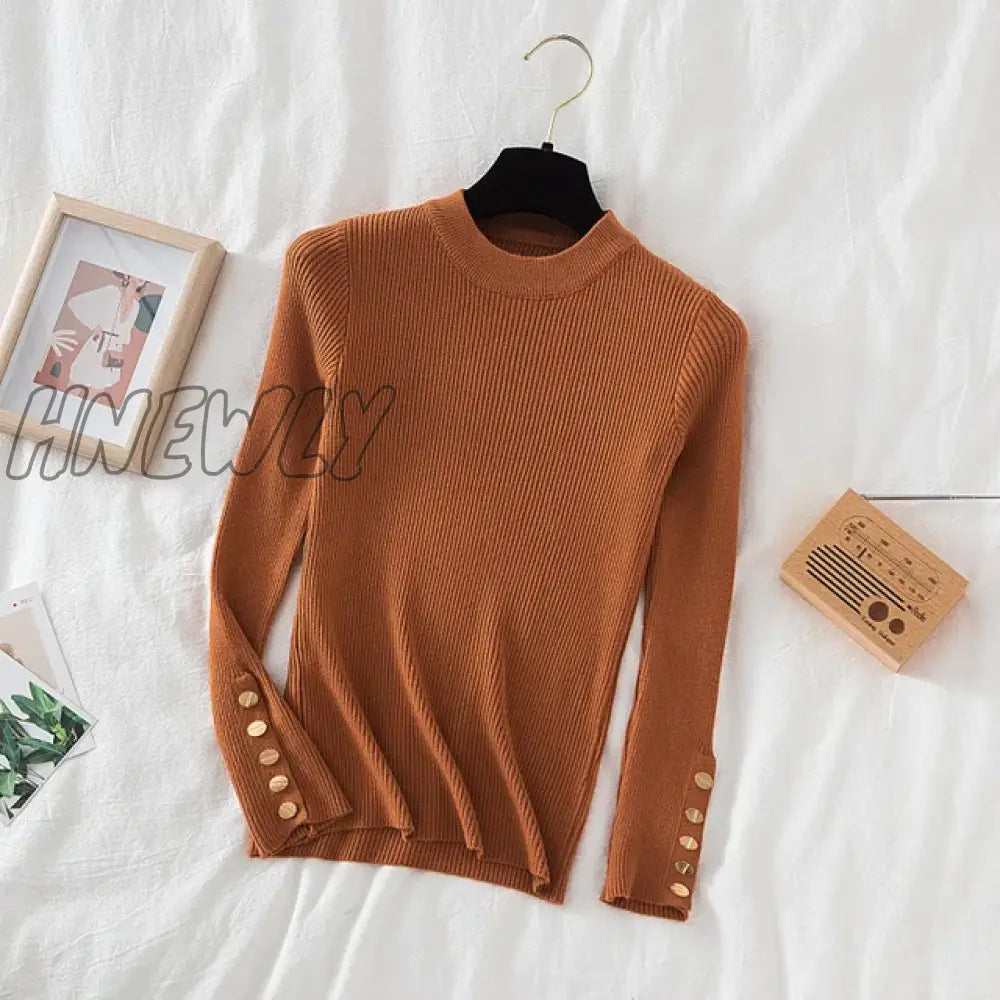 Hnewly Thick Sweater Long Sleeve Pullover Autumn Winter Clothes Button O Neck Female Casual