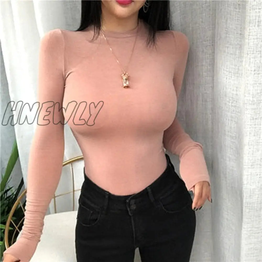 Hnewly Thin Summer Top Sexy T Shirt Women Elasticity T-Shirt Korean Style Woman Clothes Slim Tshirt