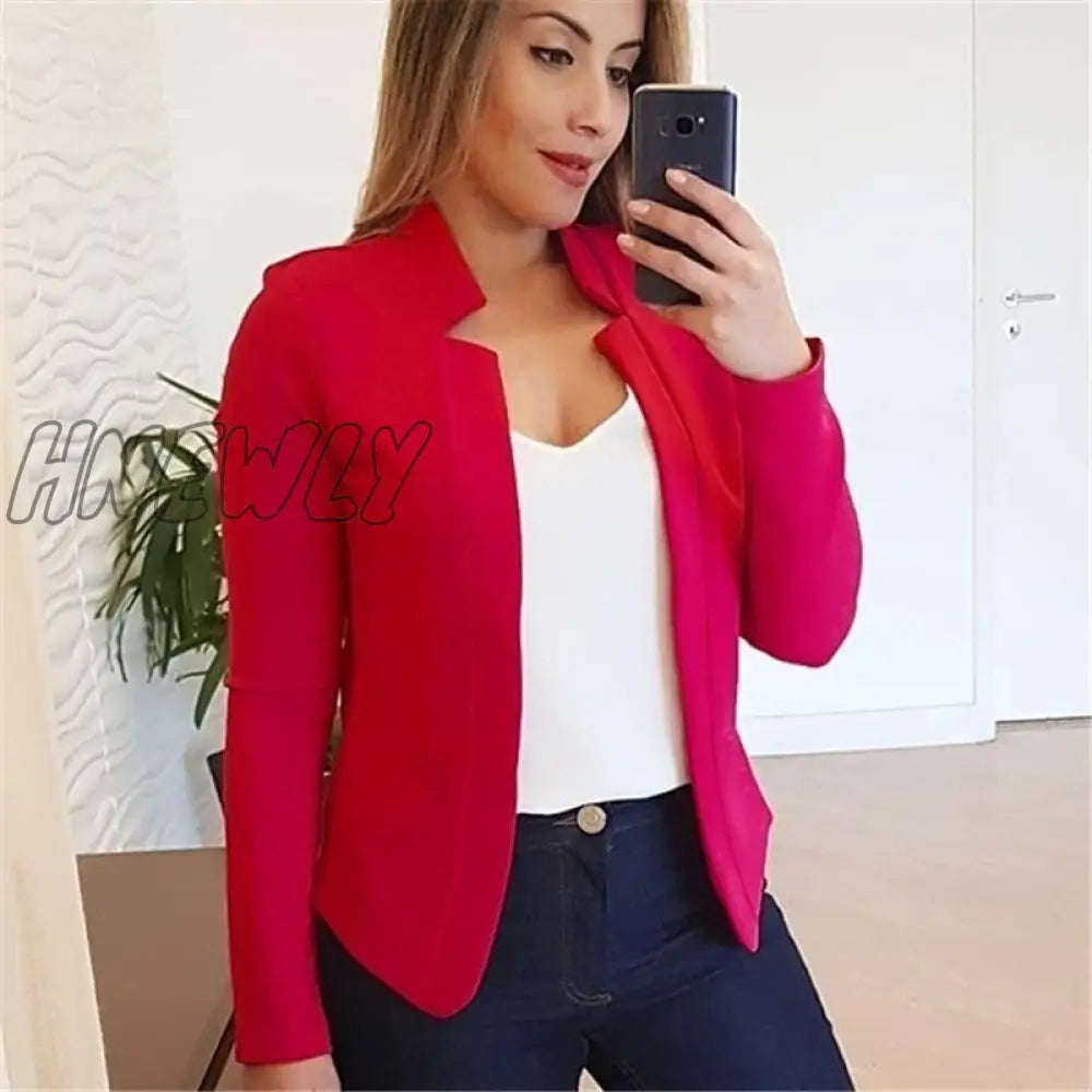 Hnewly Trendy Office Outfits Women Thin Coat Spring Female Long Sleeve Open Stitch White Ol Womens