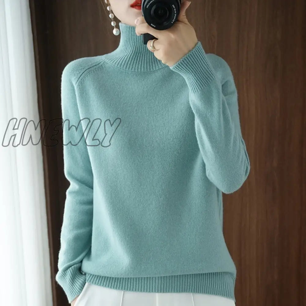 Hnewly Turtleneck Cashmere Sweaters Women Autumn Winter Solid Color Knitted Jumper Female Casual