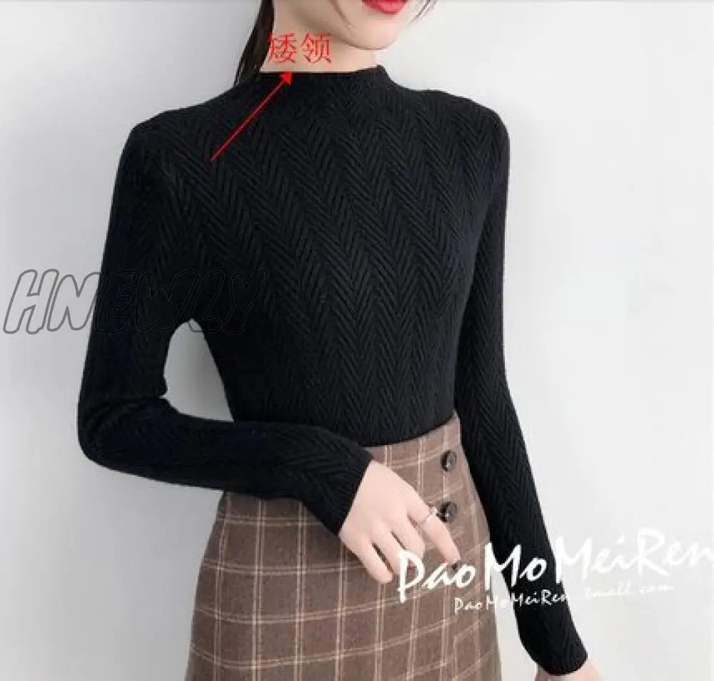 Hnewly Underwear Woman Autumn And Winter New Sweater Slim Bottom Shirt Long Sleeve Tight Knitted