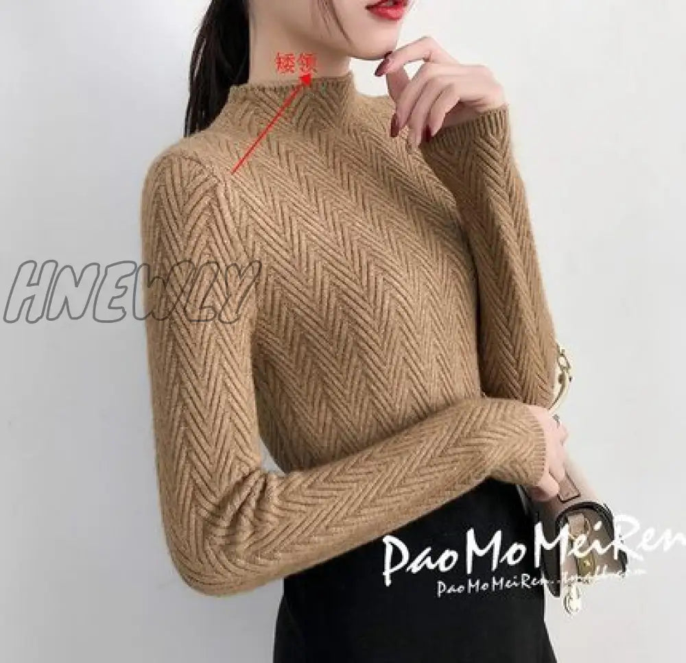 Hnewly Underwear Woman Autumn And Winter New Sweater Slim Bottom Shirt Long Sleeve Tight Knitted