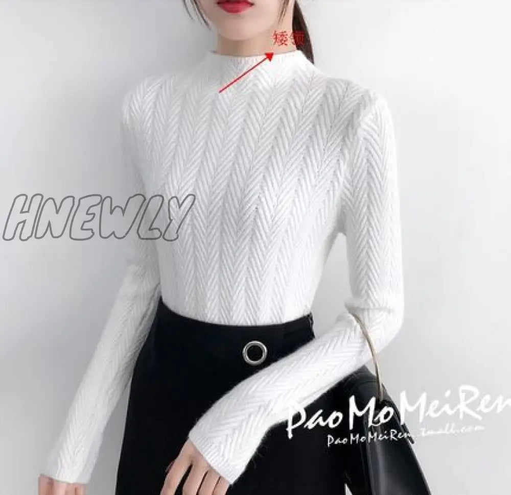 Hnewly Underwear Woman Autumn And Winter New Sweater Slim Bottom Shirt Long Sleeve Tight Knitted