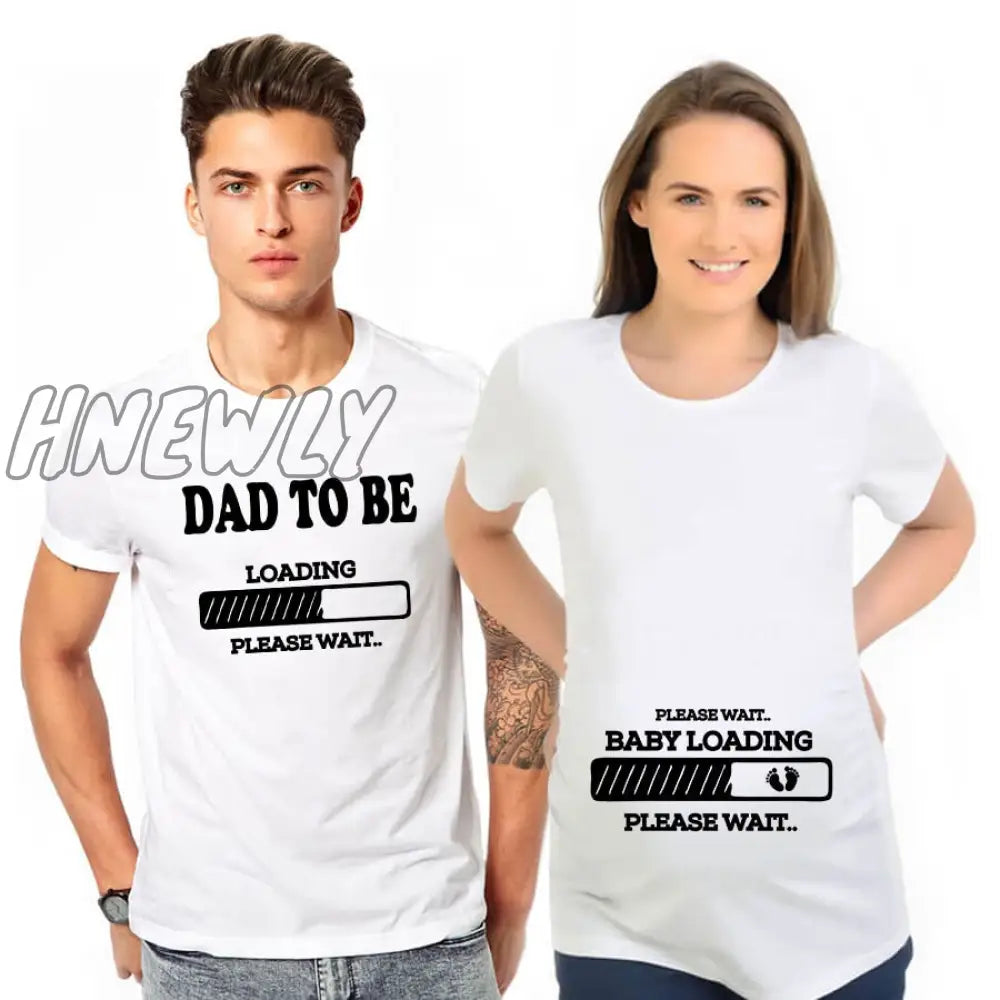 Hnewly Valentine’s Day Couple Outfit Dad To Be Baby Loading T - Shirt Summer Funny Maternity