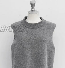 Hnewly Vest New Autumn Women Pretty Sleeveless O - Neck Rabbit Hair Knitted Plus Size 2Xl 3Xl 4Xl