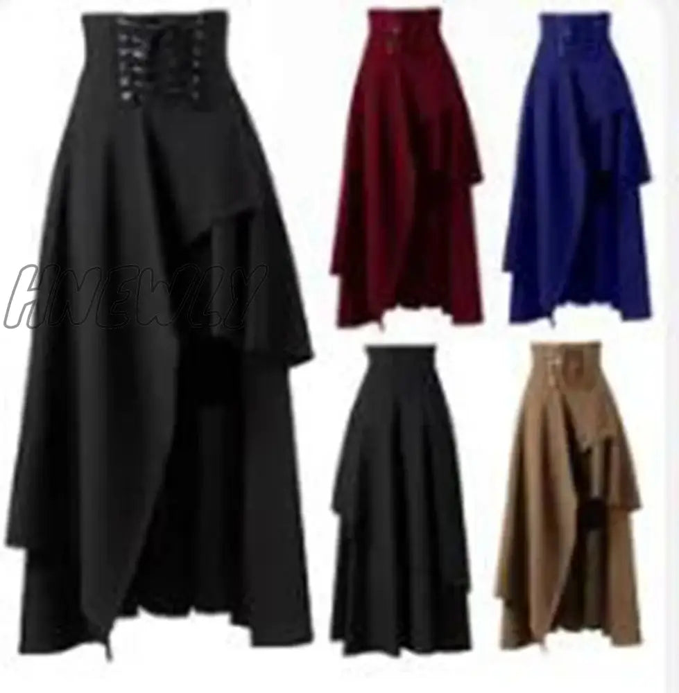 Hnewly Victorian Burlesque Skirt Gothic Steampunk Corset Costume Punk Black Bustle Skirts