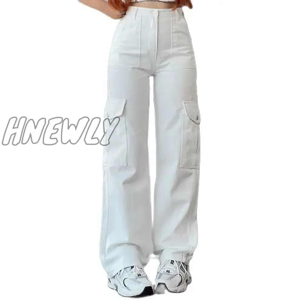 Hnewly Vintage Straight New Style Baggy Trousers Casual Pants Waist Pocket Wide Leg Autumn