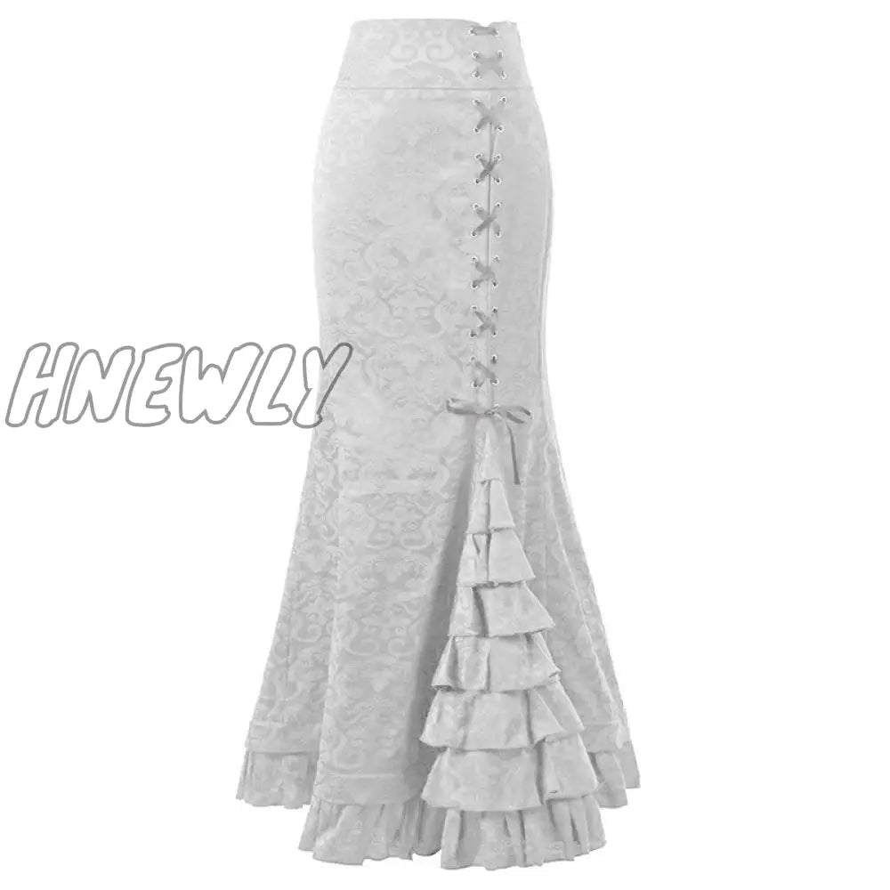 Hnewly Vintage Women Punk Style Jacquard Mermaid Skirt Fashion Halloween Gothic Victorian Steampunk