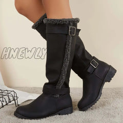 Hnewly Warm Knee High Snow Boots Winter Fur Lined Riding