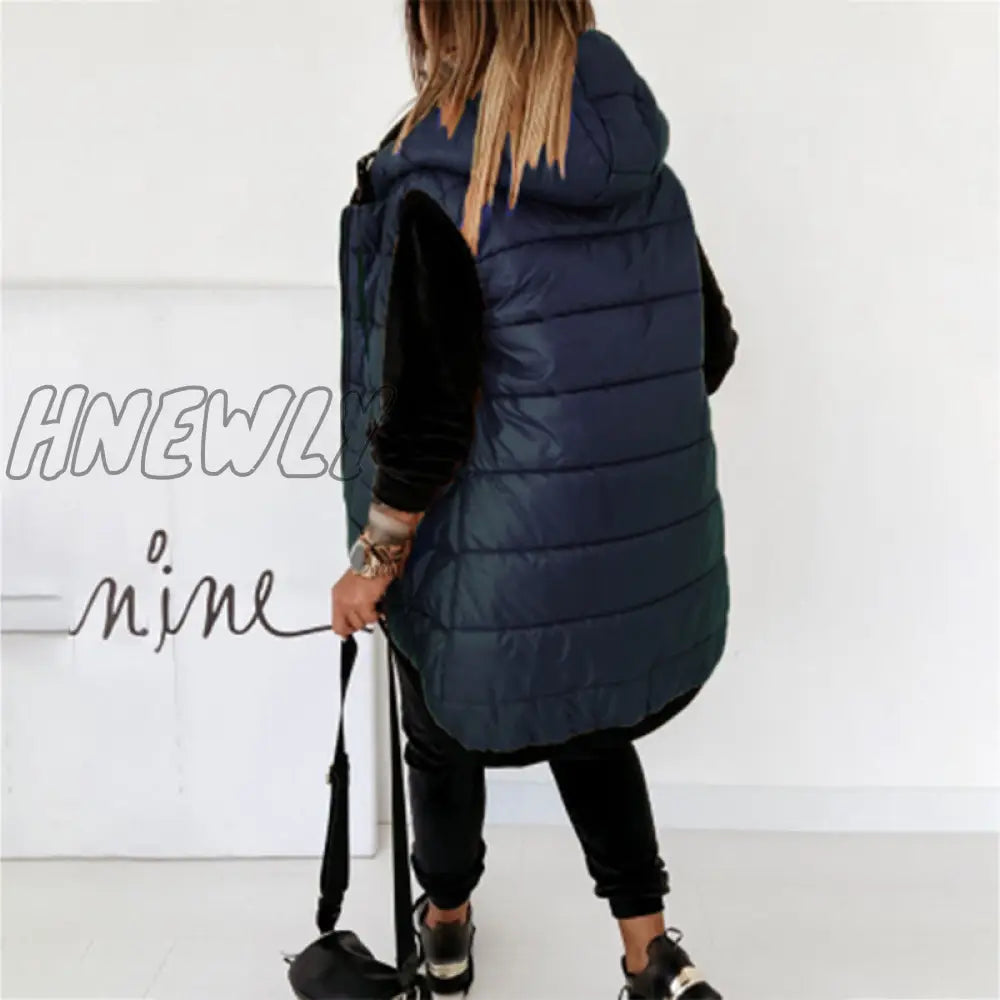 Hnewly Warm Women’s Long Vest Coat Jacket Hooded Autumn Winter Pockets Casual Ladies Sleeveless